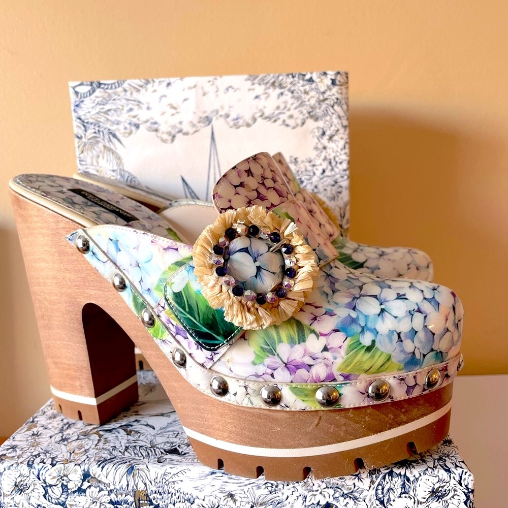 DOLCE & GABBANA botanical platform mules and clogs